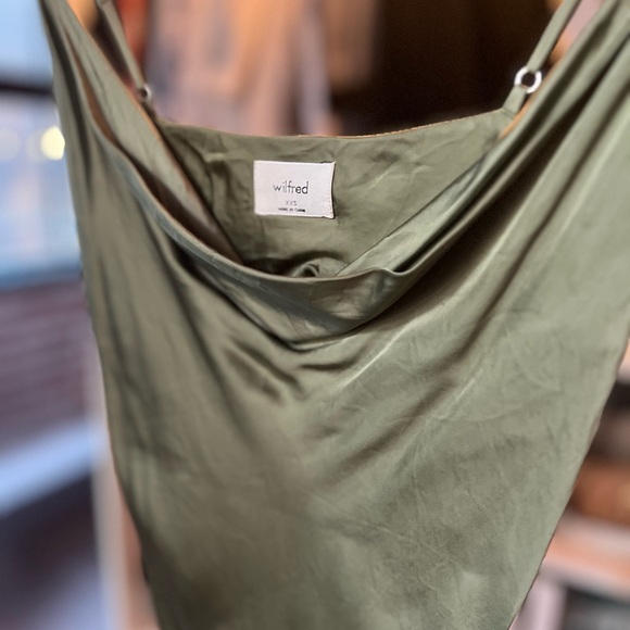 Wilfred Satin Mini Dress in Olive Green - Picture 8 of 11